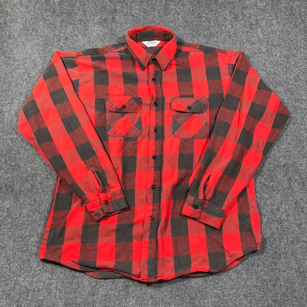VTG Five Brother Buffalo Plaid Flannel Shirt Men XL Tallman Made in USA Grandpa